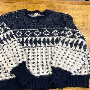 a.n.a Fuzzy Navy and White Sweater